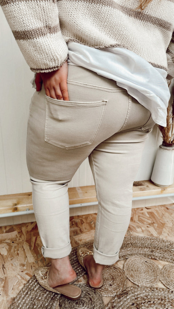 Jean mum beige Léon Bis