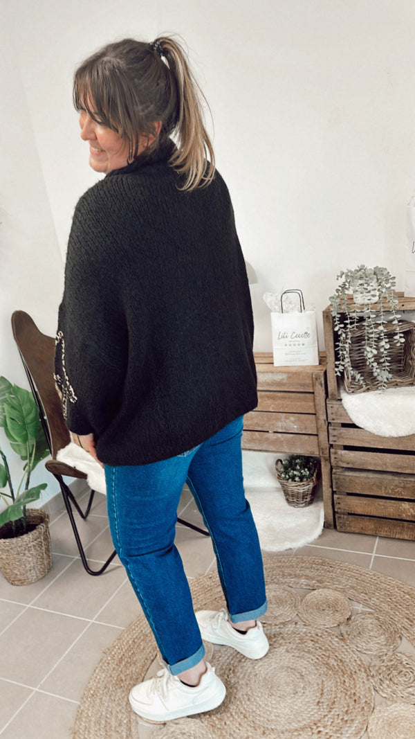 Pull maille étoile Léo Noir
