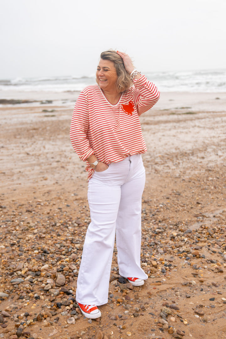 Pull fin rayé Lucie Fuchsia