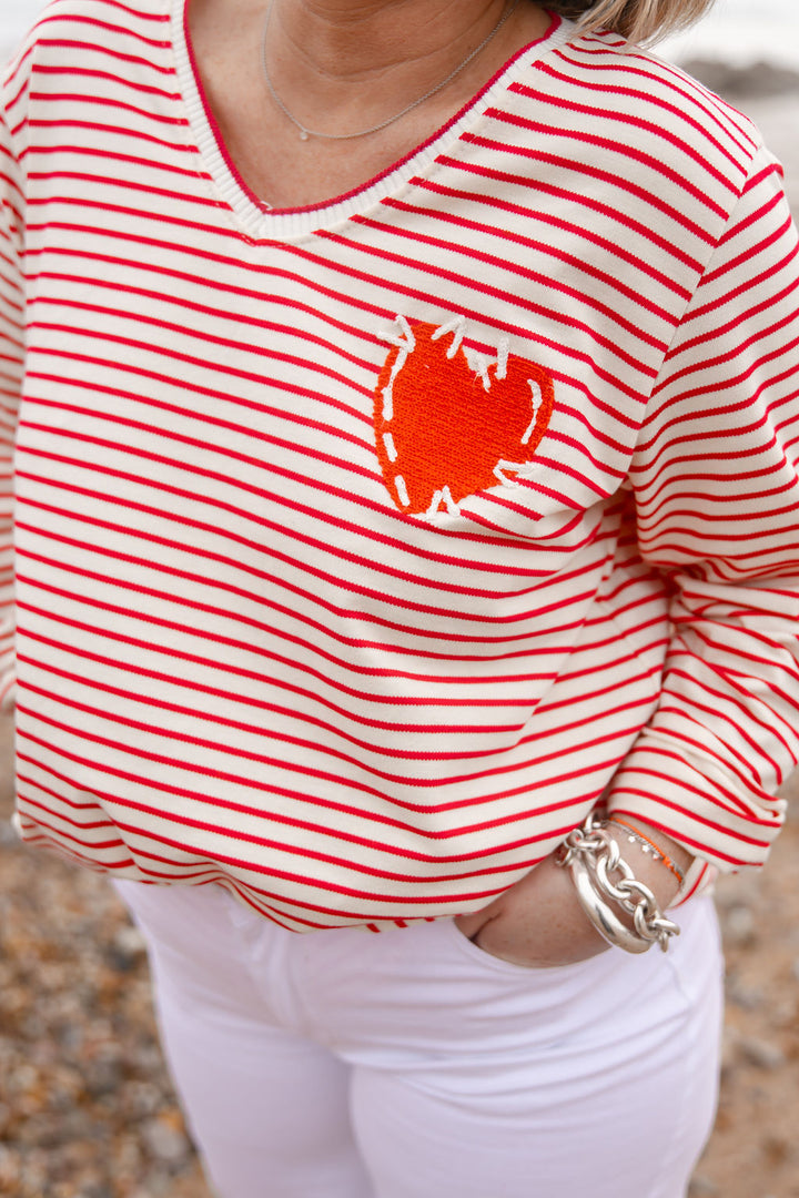 Pull fin rayé Lucie Fuchsia