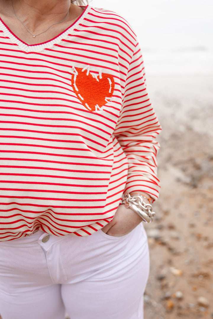 Pull fin rayé Lucie Fuchsia