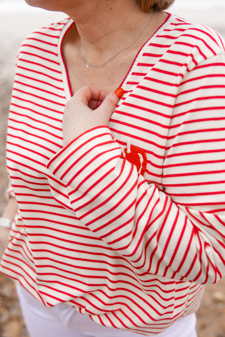 Pull fin rayé Lucie Fuchsia